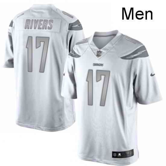 Men Nike Los Angeles Chargers 17 Philip Rivers Limited White Platinum NFL Jersey